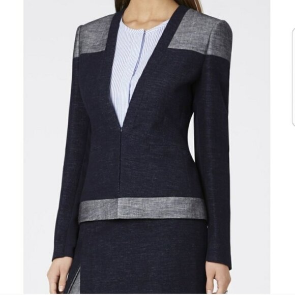 BCBG Maxazria Blue Color Block Cliff Blazer Women’s Size XS - Picture 2 of 11